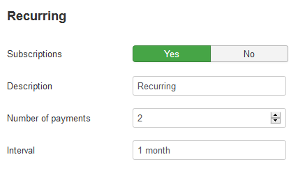 RO Payments Recurring Payments Settings