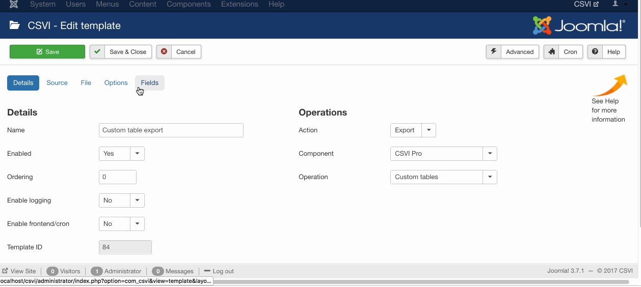 customtable export options