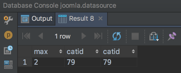 Executed query window