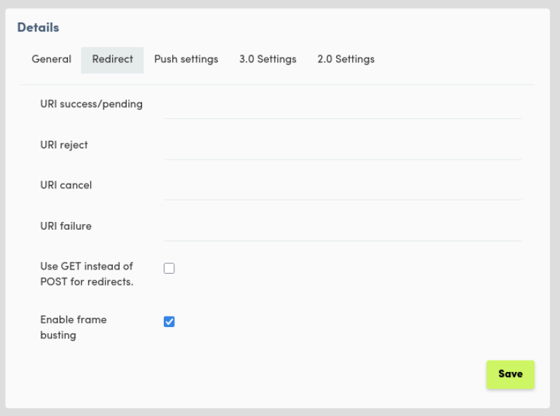 Buckaroo Redirect Settings