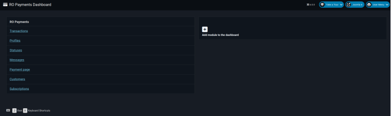 RO Payments 9.1.0 dashboard