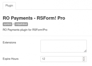 RO Payments - RSForm! Pro settings