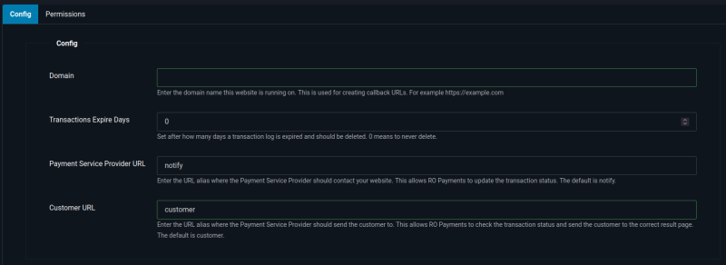 RO Payments 9.3.0 Global Options configure webhooks