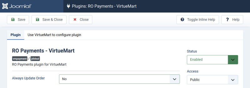 RO Payments VirtueMart plugin