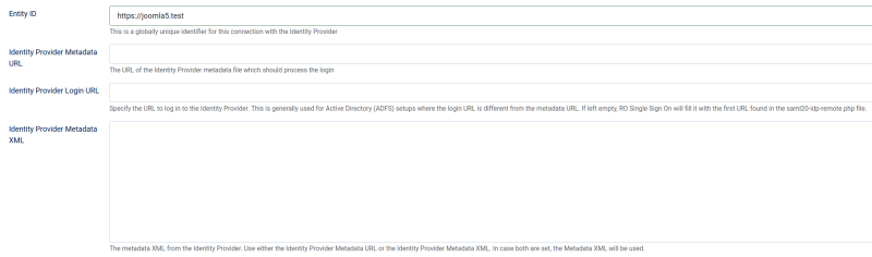 RO Single Sign On - Metadata