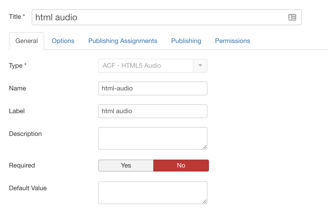 HTML audio custom field