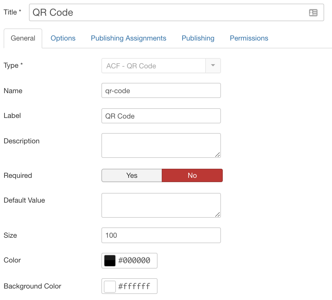 QR Code custom field
