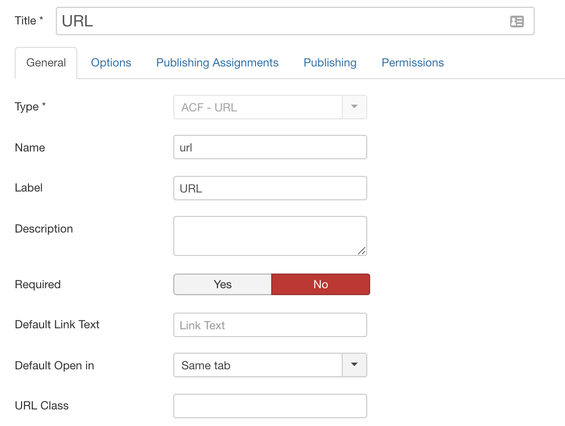 URL custom field