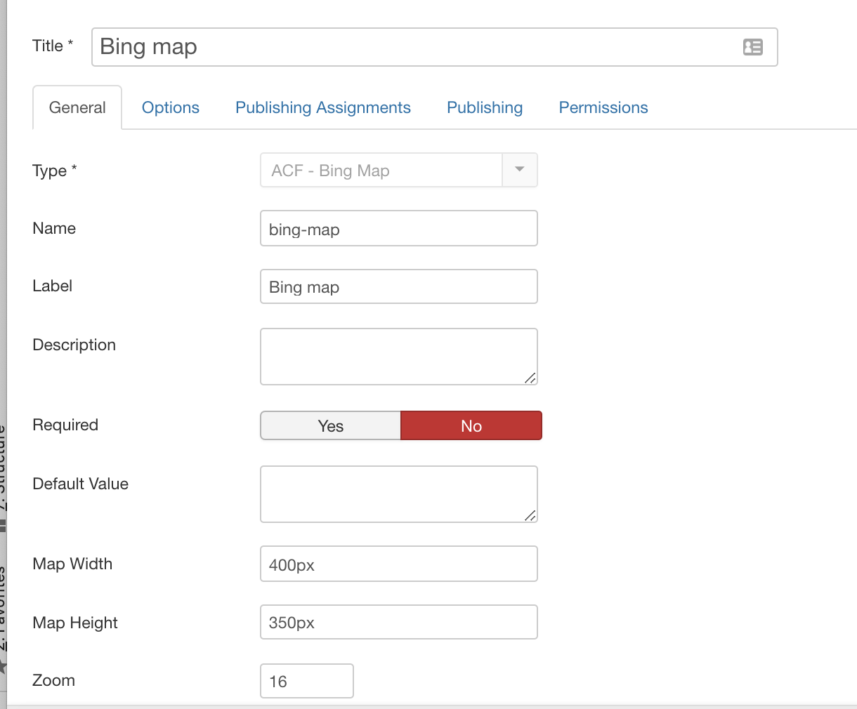 Bing map custom field