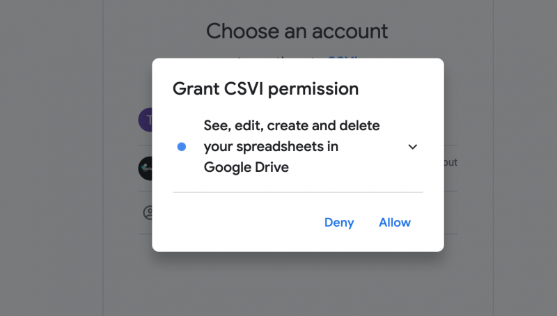 google allow access to csvi