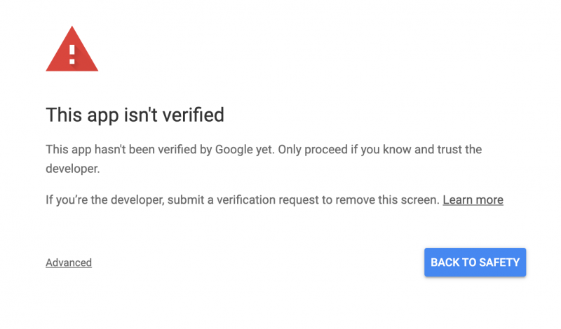 Google app not verified