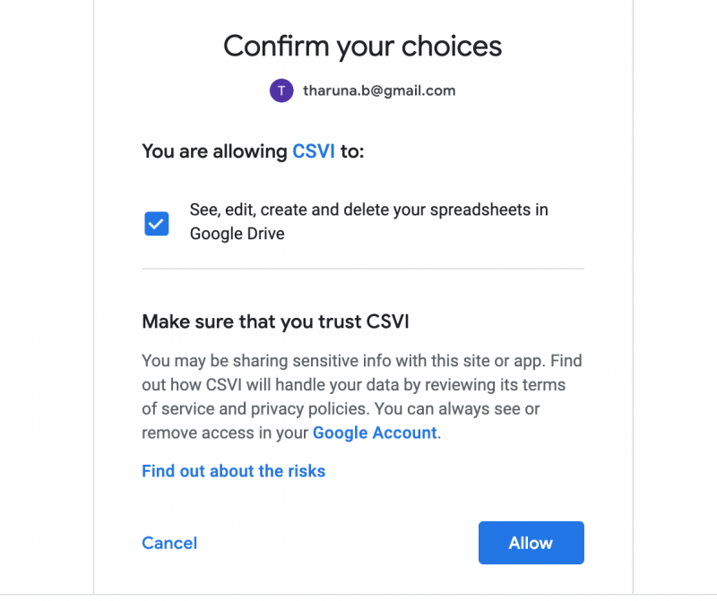 google confirm choice settings