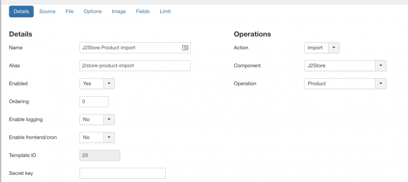 RO CSVI J2Store Product Import Template