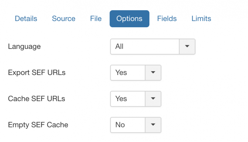 Export SEF option in export template settings