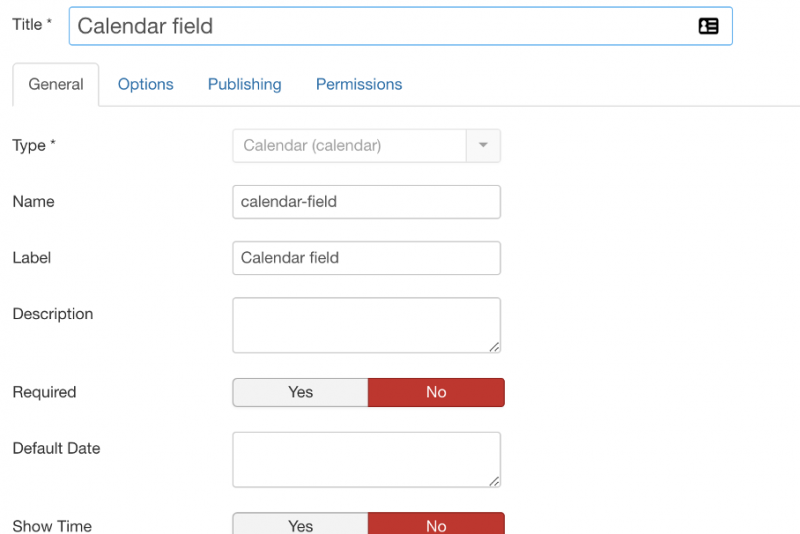 Joomla custom field calendar field