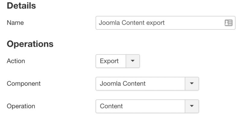 Joomla content export template