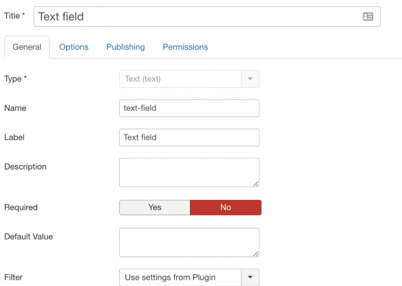 Joomla custom field text field