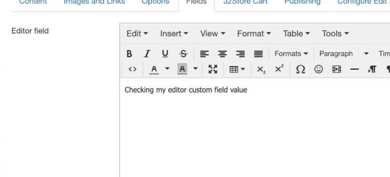 Joomla custom field editor field result