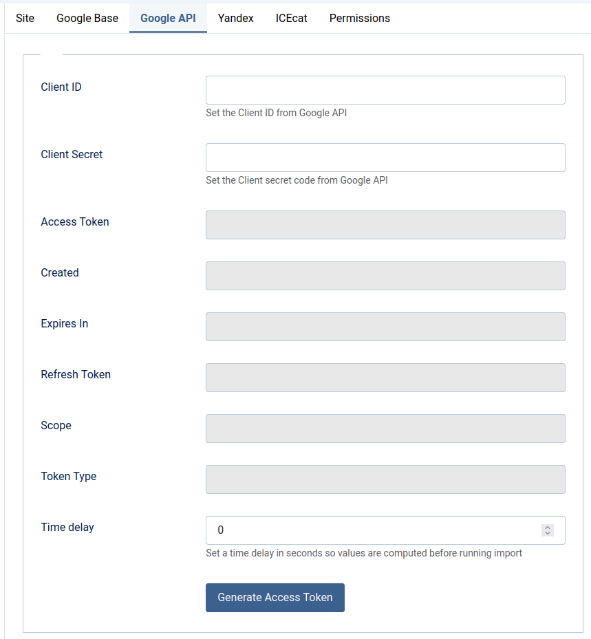 RO CSVI Google API Settings