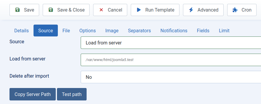 Import Template Joomla Content Source