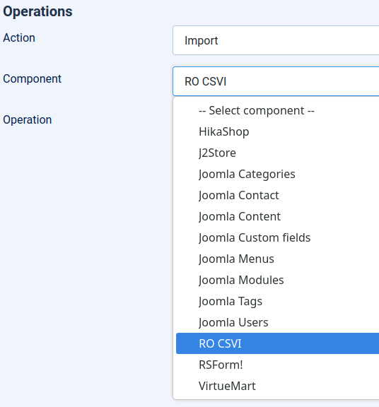 RO CSVI Supported Components List