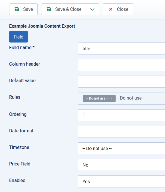 RO CSVI Template Field Export