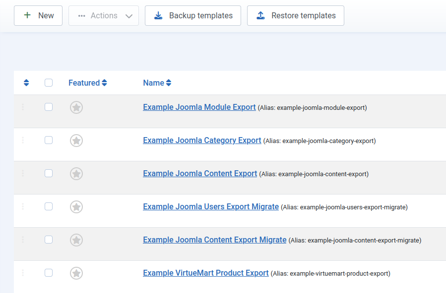 RO CSVI Templates List