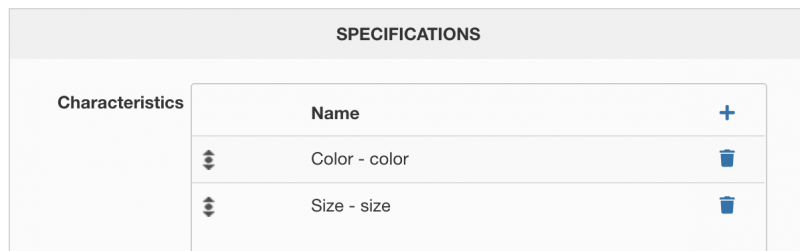 HikaShop Variant product characteristics