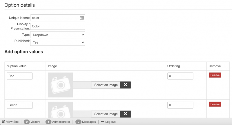 Import of J2Store Variable Product using RO CSVI