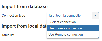 Local database select connection type