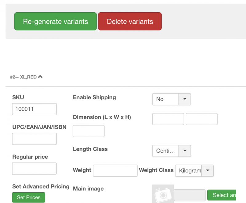 Import of J2Store Variable Product using RO CSVI