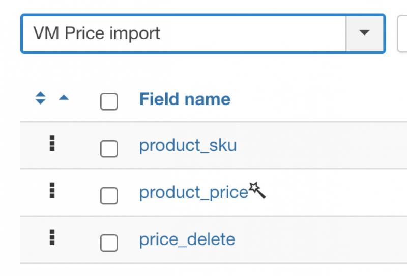 Price import template fields