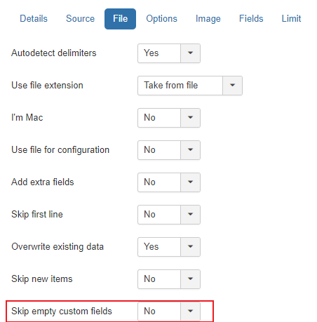 Skip empty custom fields