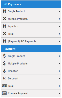 RO Payments Form Options