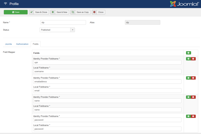 RO Single Sign Fields Configuration