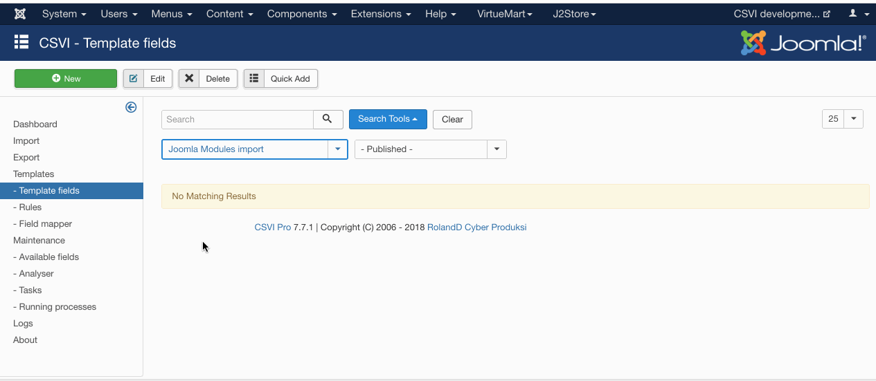 Joomla modules import create template fields Joomla modules import create template fields