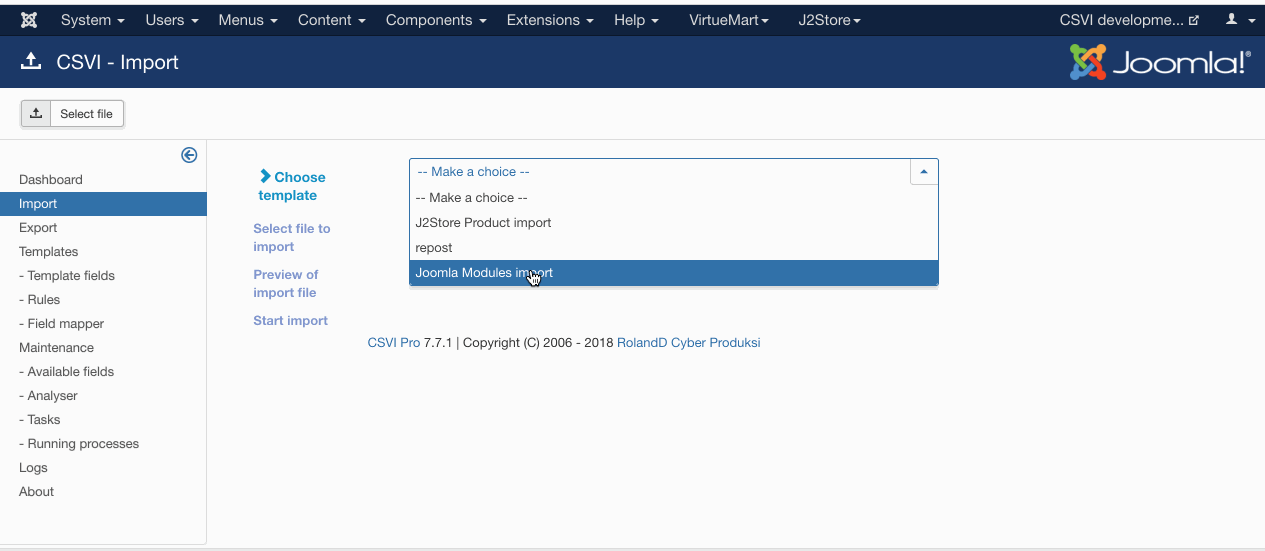 Joomla modules run import Joomla modules run import
