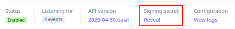 Stripe Webhook Signing Secret