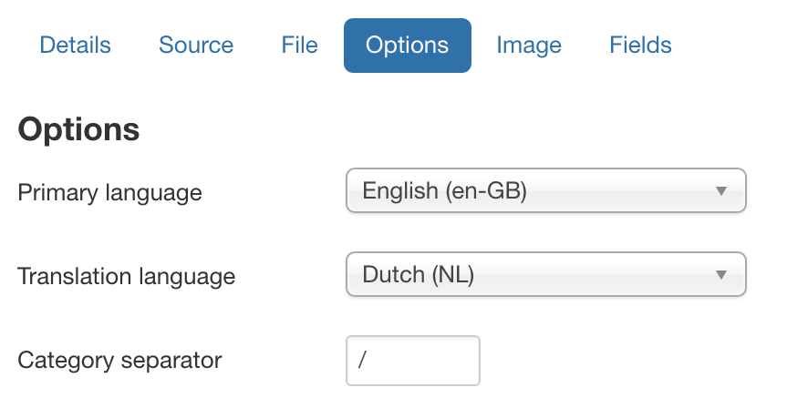 Multi-language category translation settings