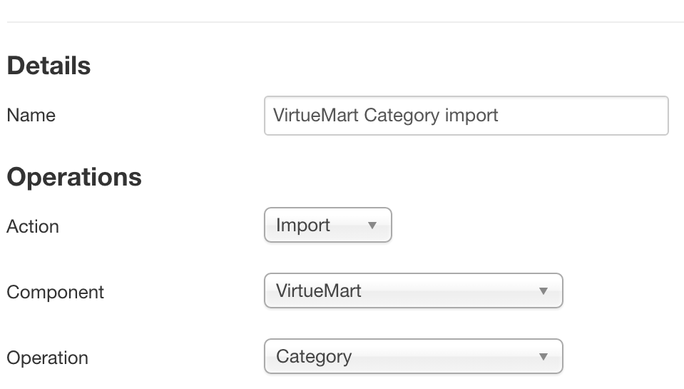 Choose VirtueMart category import