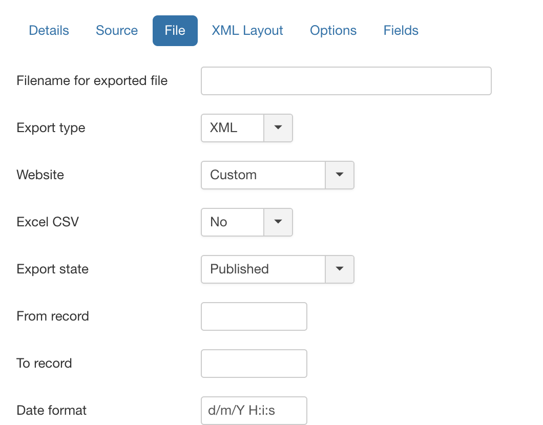 Google Sitemap File tab settings