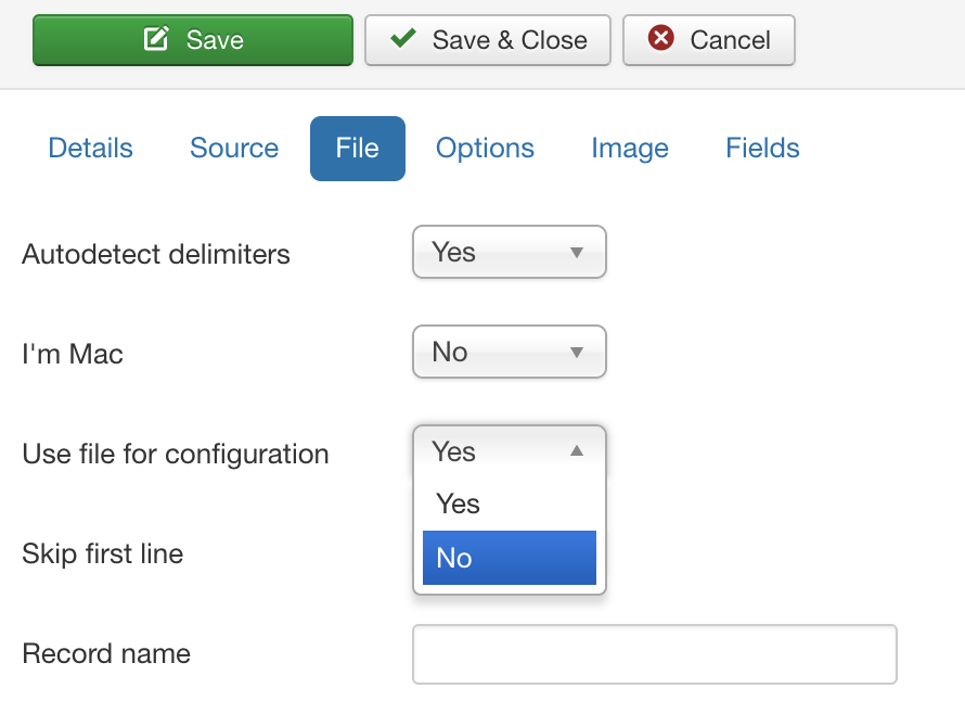 Use file for configuration setting